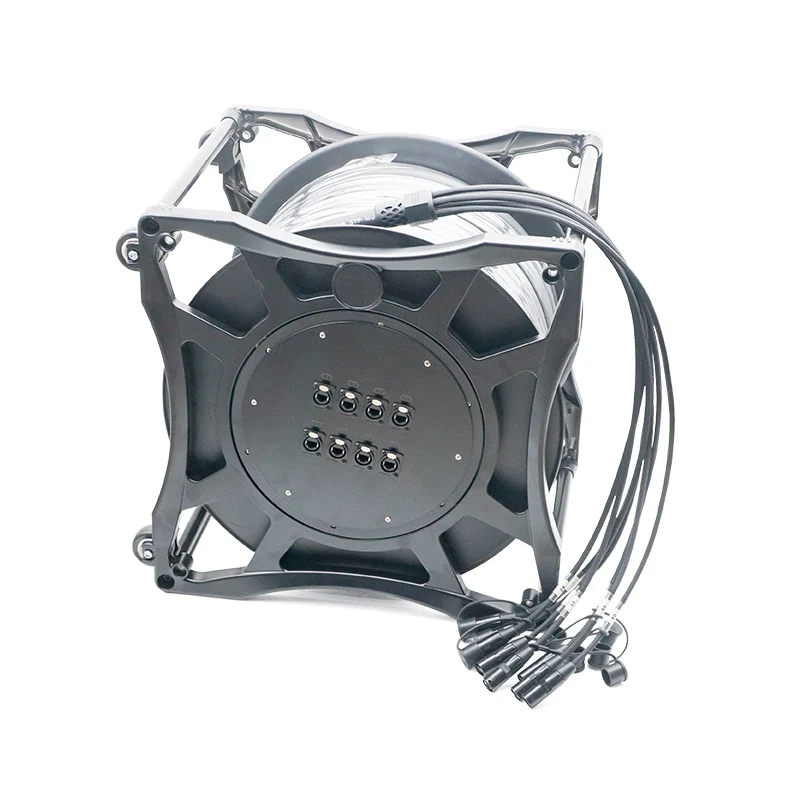 Professional Stackable RJ45 To RJ45 30M-80M Ethernet Snake Cable Drum Die-Cast Aluminum Reel
