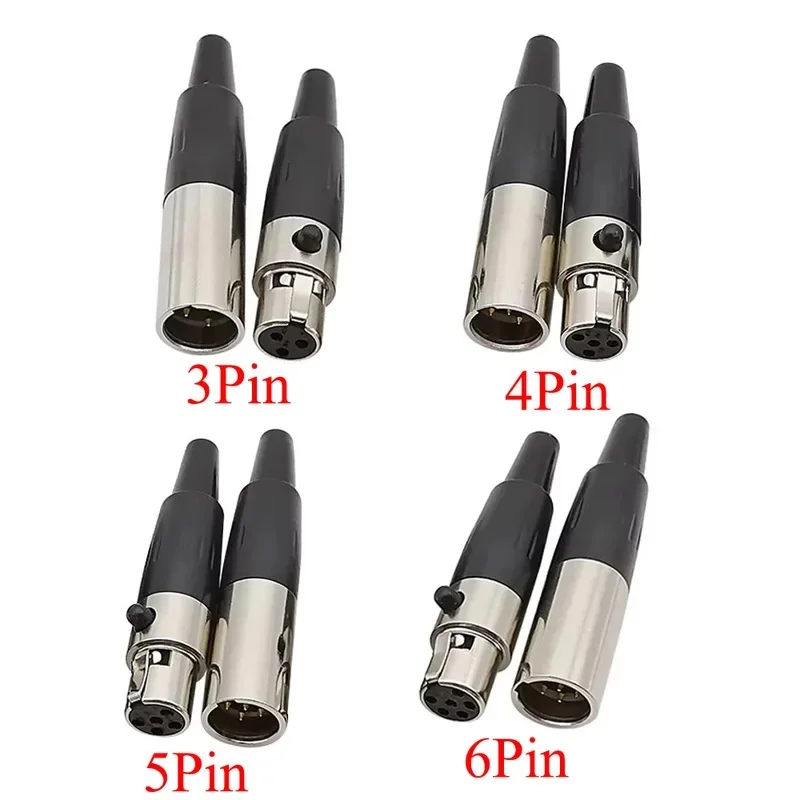 1Pair Mini XLR Male Female Plug Wire Connector Soldering Audio Cable Socket Adapter for MIC