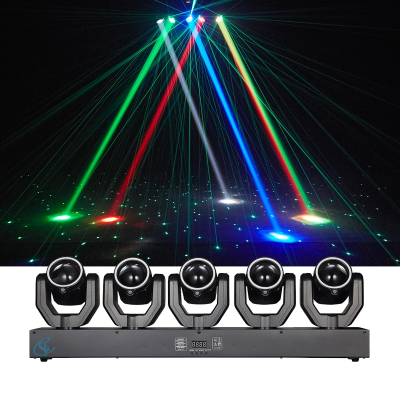 5 Heads Moving Head Stage Effect Lighting For DMX Sound Control Beam Laser DJ Disco Lamp For Events Concerts Bars Wedding