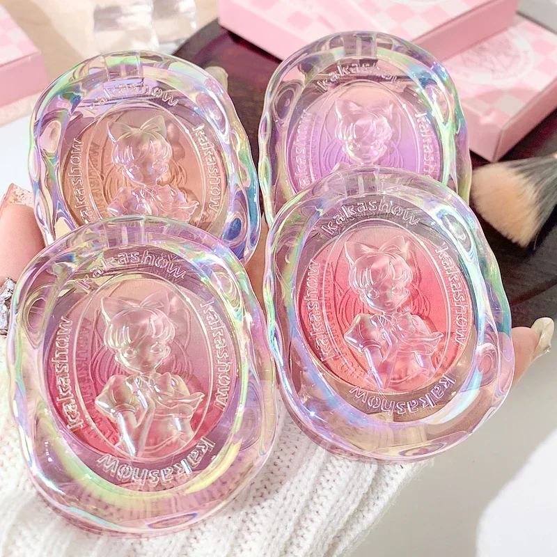 Peach Blush Girls' Gradual Powder Blusher Palette Crystal Shell Cosmetics Face Cheek Contour Blush Cream Makeup Rouge