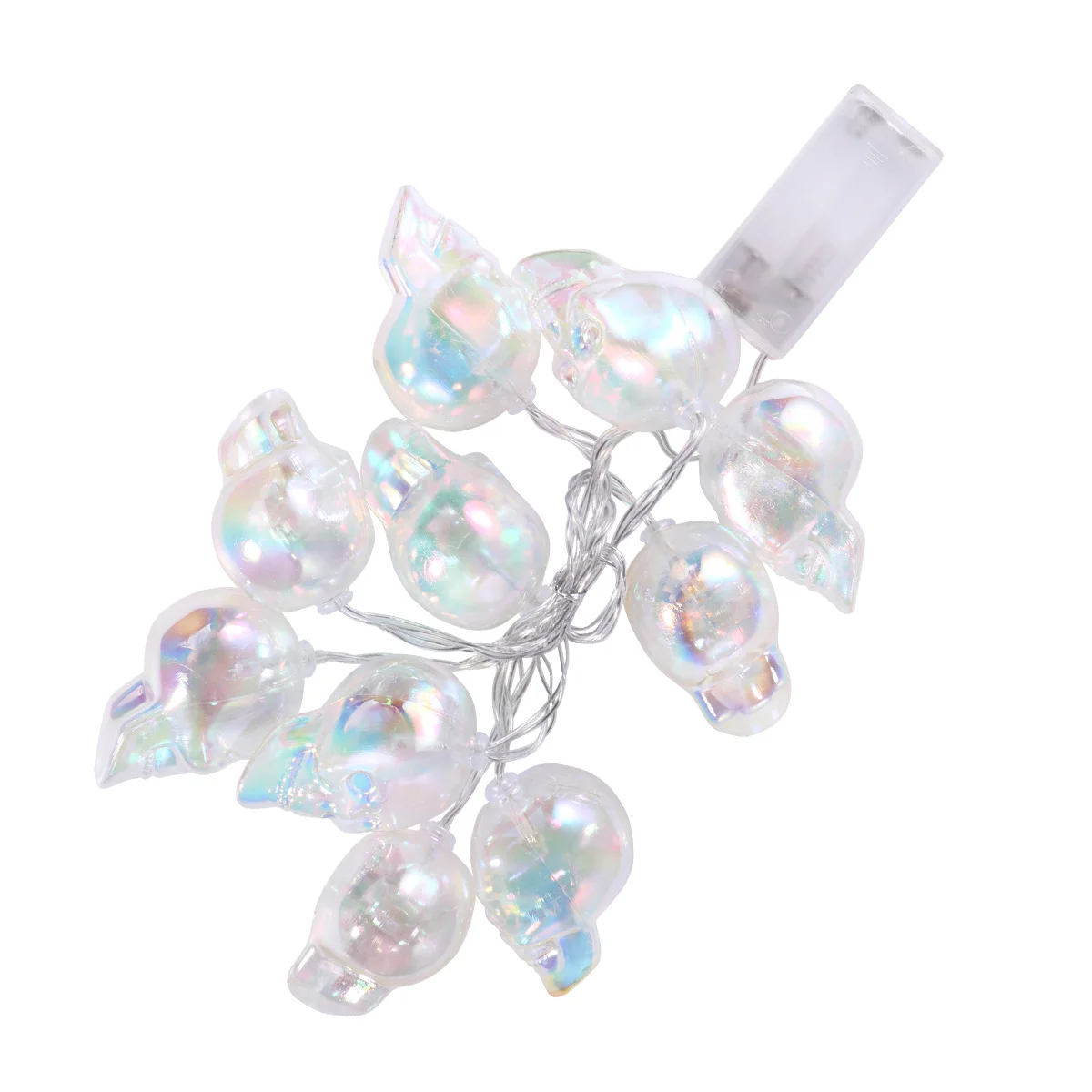 سلسلة ضوء على شكل رأس جمجمة الهالوين، تصميم منحوت شفاف، الاستخدام المتكرر، مثالية لحفلات الحديقة ذات الغلاف الجوي المخيف #1