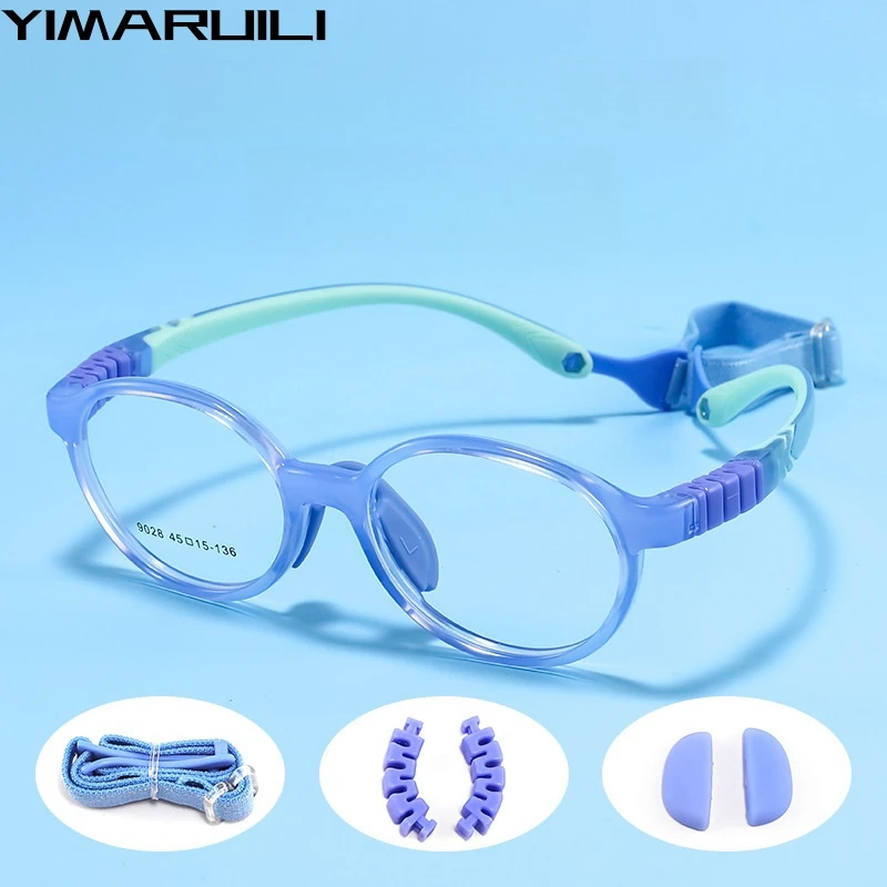 

YIMARUILI Ultralight Comfort Children's Eyeglasses Frame Boy Vintage Round Flexible Optical Prescription Kids Eyeglasses Girl