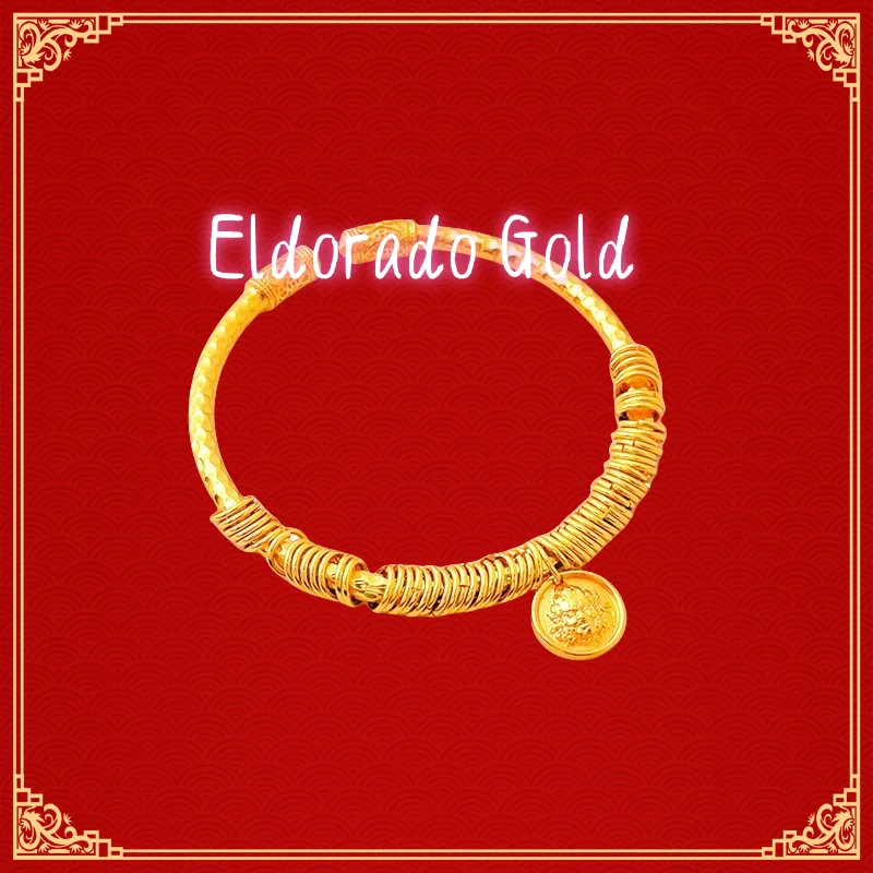 

9999 real glod Fortune God Plate Pattern bracelet, the same style as the gold store's peace and joy plate braceletValentine's