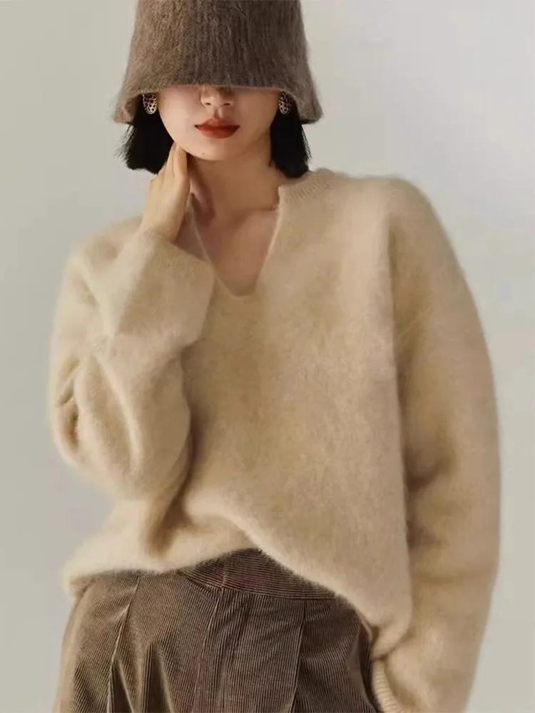 

Sweaters Jumpers Pullovers Womens Oversize Sweater Woman Female Knitted Top Short Sleeve Knit Bead Fair Isle Hem Western Leisure