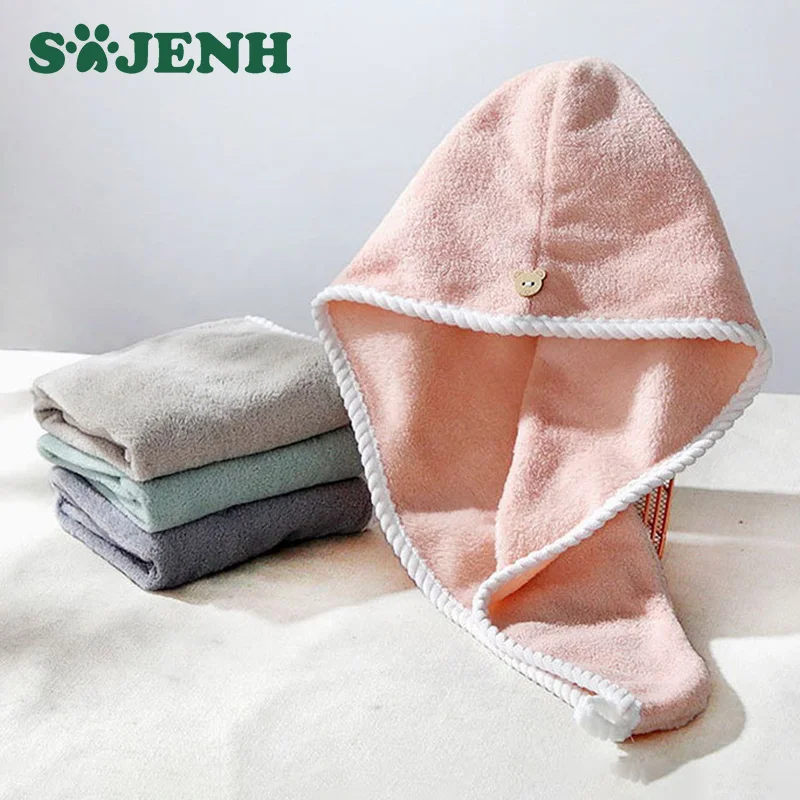 1/3Pcs Thickened Double Layer Hair Drying Cap Wipe Hair Ultra-Absorbent Water Quick Drying Towel Soft Coral Velvet Bathroom set