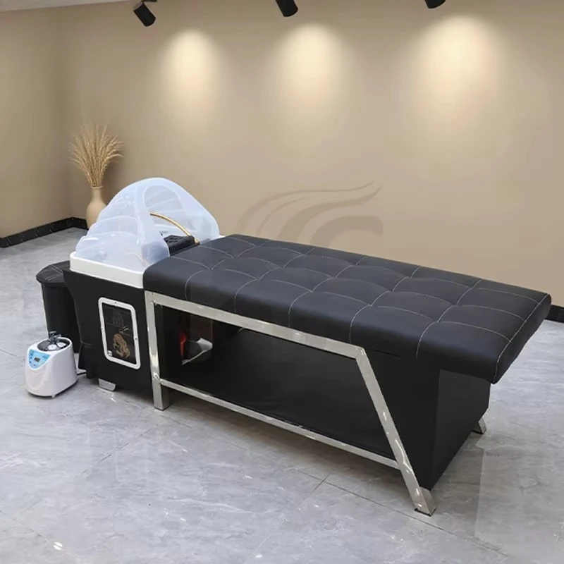 Stainless Steel Base Thai Style Shampoo Bed Head Salon Massage Table Water Circulation Shower Shampoo Spa Bed