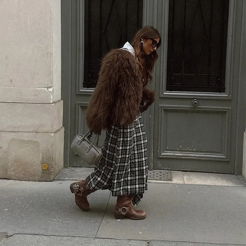 Gelbe Luxus-Kunstpelzmäntel für Damen, Revers, lange Ärmel, warm, verdickt, Winterjacken, 2025, neue weibliche tägliche lässige Straßenoberbekleidung