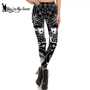 [Du bist mein Geheimnis] neue Ouiji dunkle Leggings Hexerei gedruckt Harajuku Leggin hohe Taille Fitness Bleistift Hose weibliche Legging-Set
