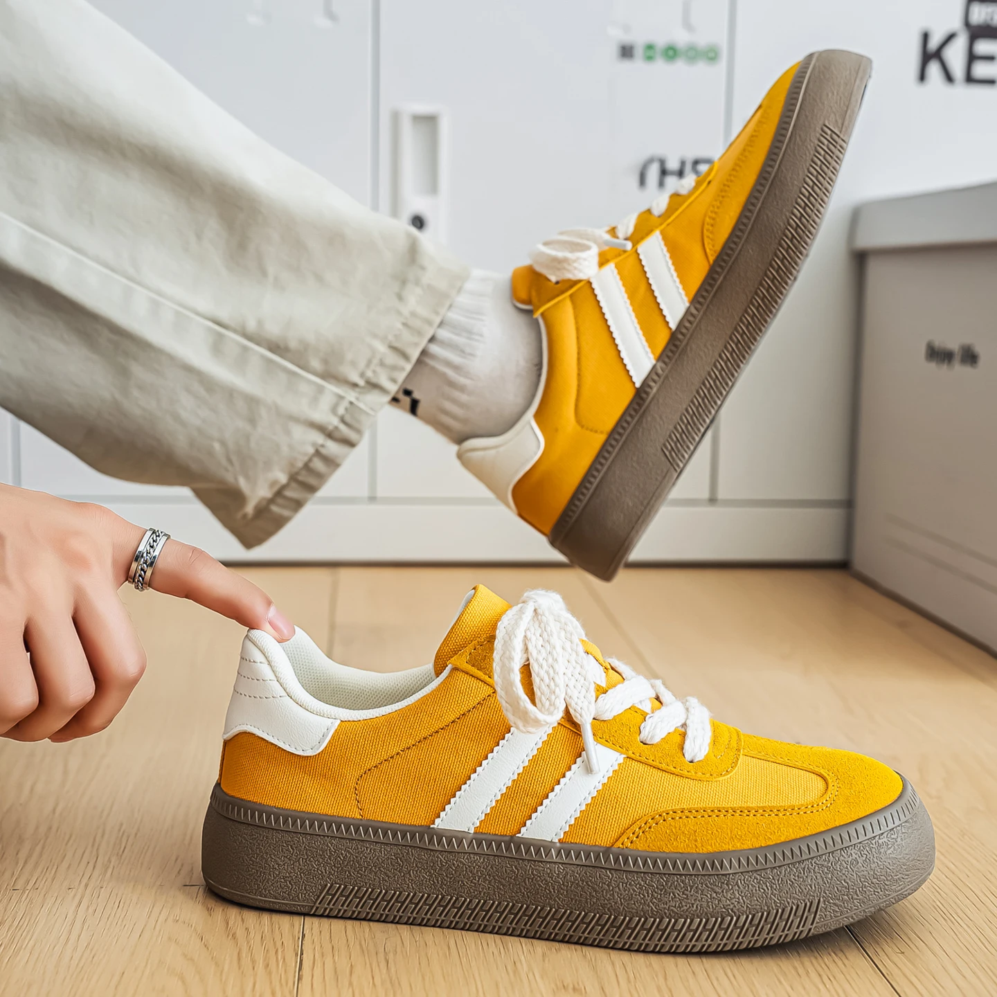 

Men's Spring Summer New German Trainers, Thick Sole Heightening Skate Shoes, Non-slip Wear-resistant Trendy Casual Footwear