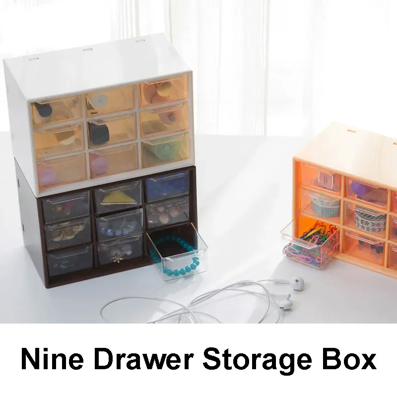 

Storage Containers Small Convenient Nine Drawer Storage Drawer Type Lattice Sorting Girls Jewelry Storage Bins