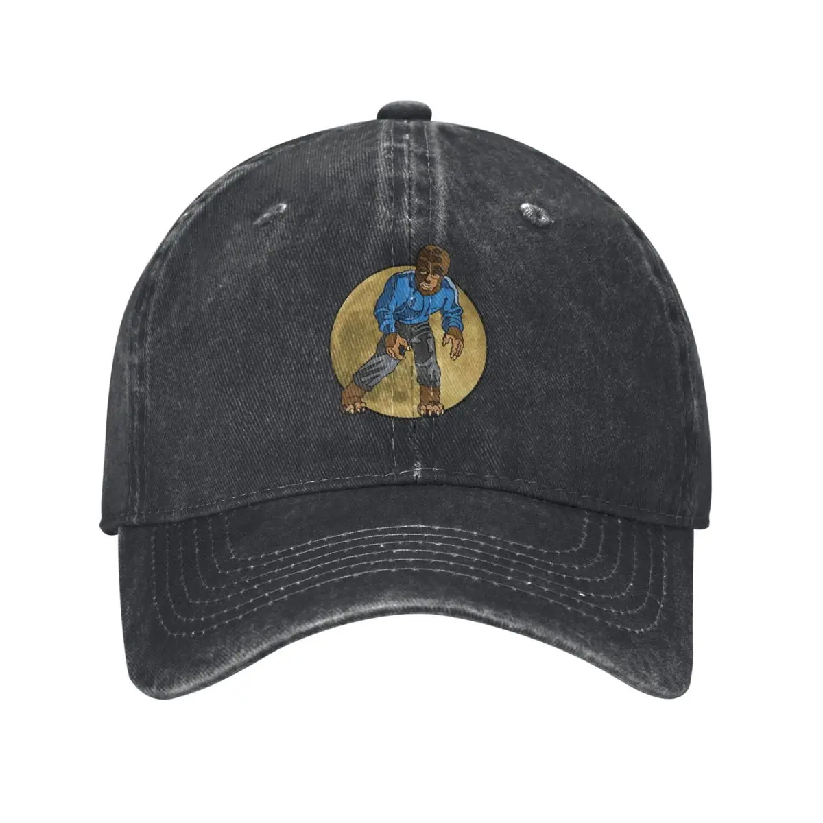 Horror Film A Full Moon Wolf Man Denim Baseball Cap Kpop Rock Hip Hop Hats Summer Unisex Teens Streetwear Design Baseball Caps