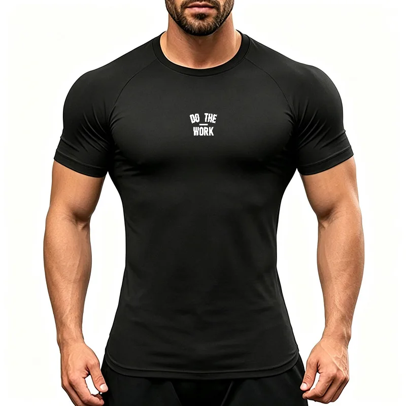 Men's Moisture-Wicking Running T-Shirts Short Sleeve Compression Gym Training Tee Slim Fit Athletic Base Layer Muscle Print