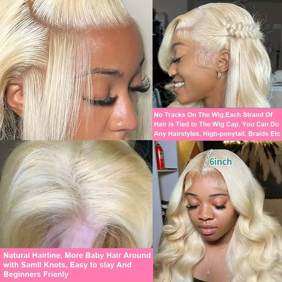 613 الدانتيل شعر مستعار أمامي شعر الإنسان 13x6 شعر بشري أشقر الباروكات 250% الكثافة الجسم موجة الدانتيل الجبهة الباروكات شعر الإنسان قبل قطعها 40 بوصة #4