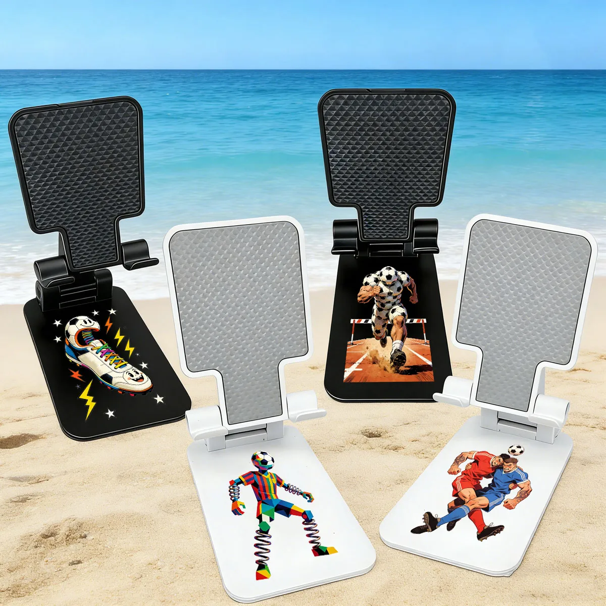 

4 шт. регулируемая подставка для мобильного телефона и планшета на футбольной тематике, складная и портативная, подходит для настольного компьютера, офиса и путешествий.