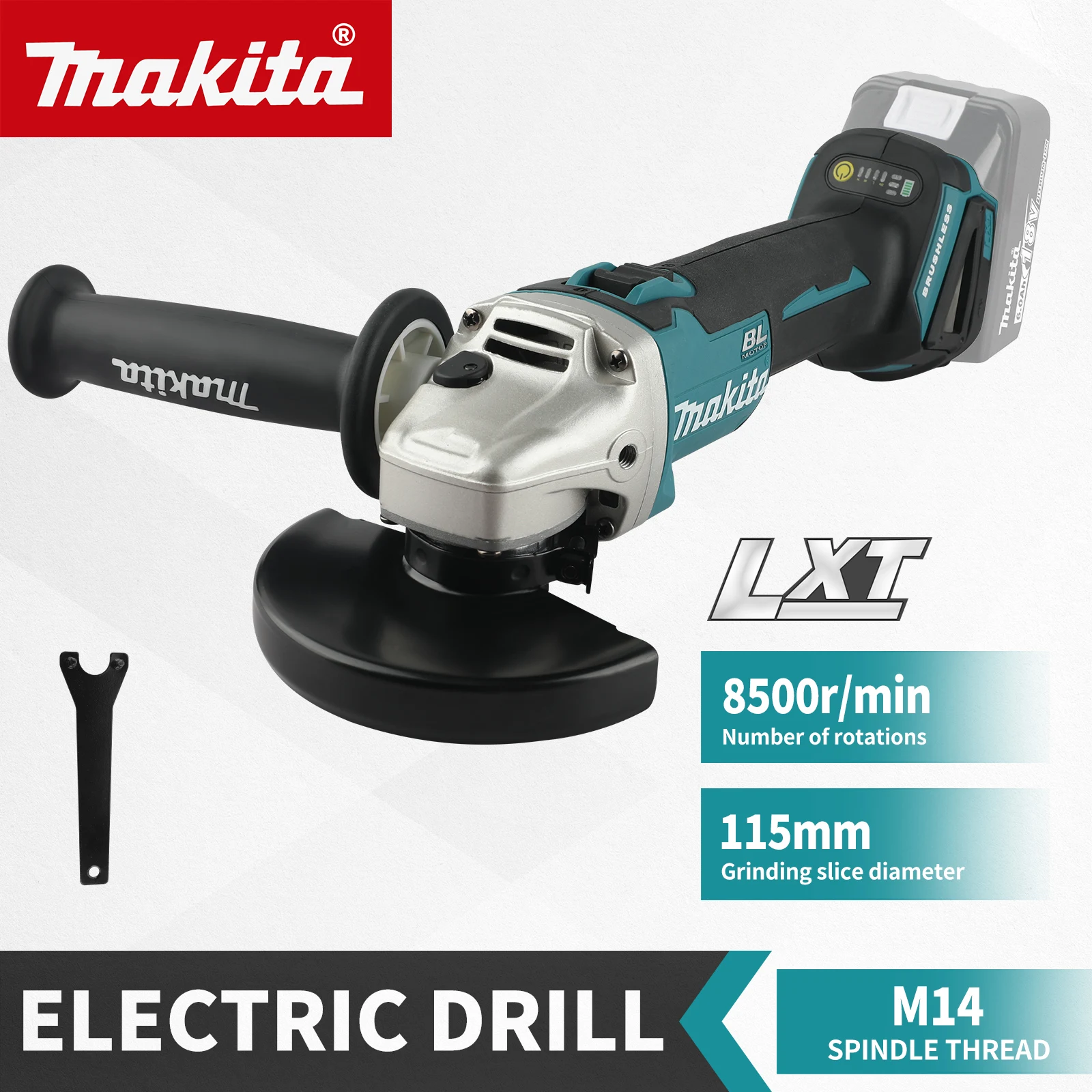 makita-dga454-18v-660w-brushless-cordless-angle-grinder-8500rpm-115mm-wheel-m14-spindle-for-metal-cutting-rust-removal-handtools