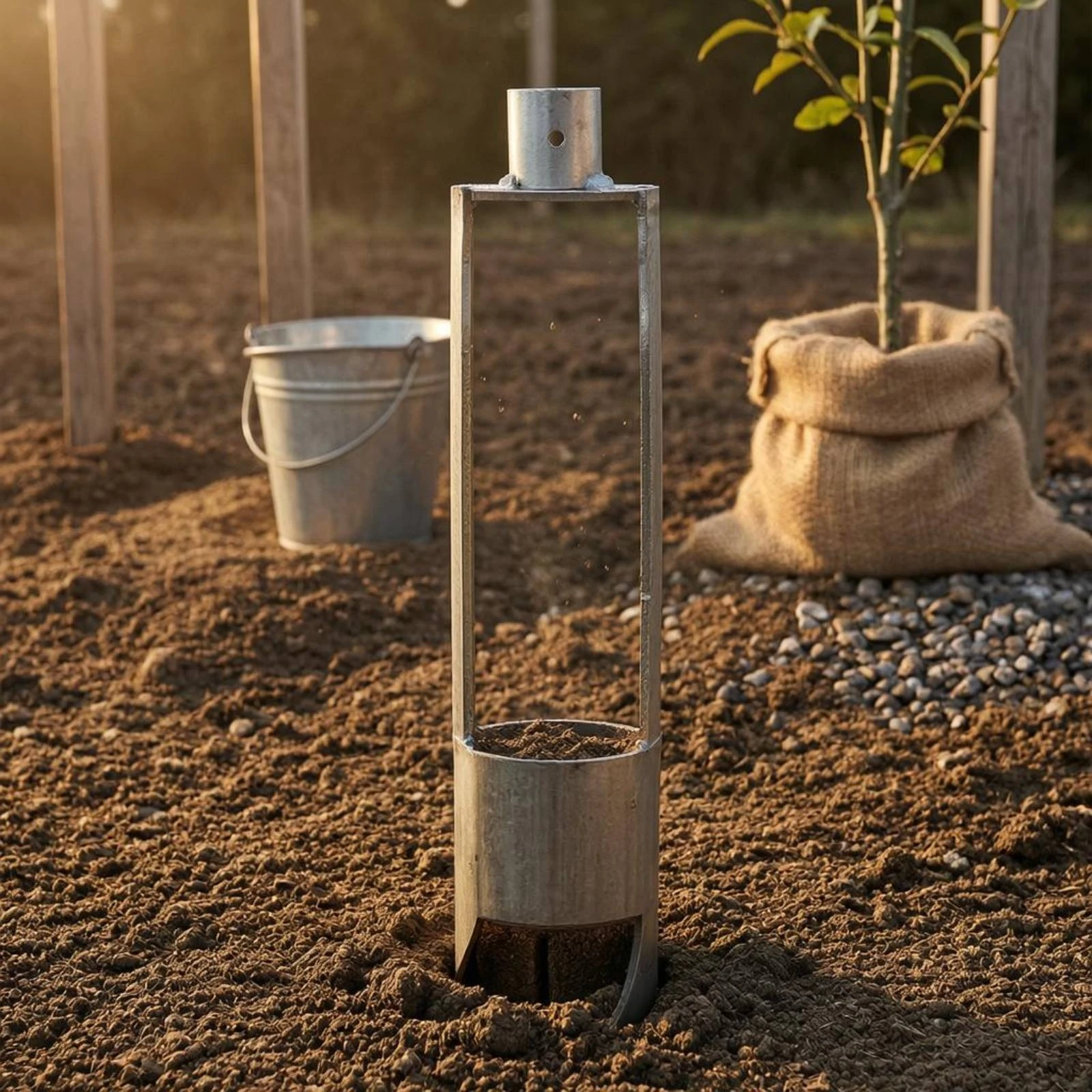 Soil Auger Tool Metal Digging Cup Auger Garden Tools Long Handle 30 Cm