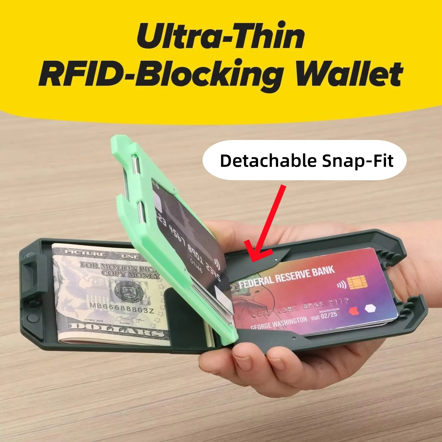 محافظ 4 محفظة تحجب RFID للرجال مع مشبك نقود قابل للإزالة - محفظة أنيقة رفيعة وآمنة ومقاومة للسحق