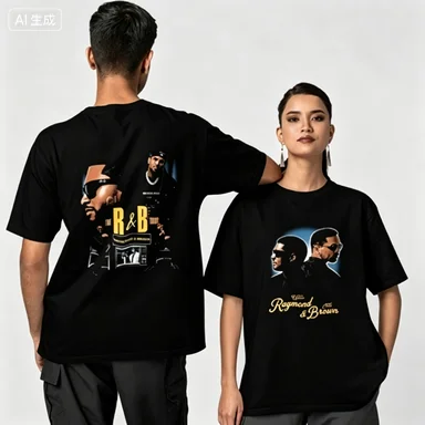 Usher Chris Brown The R&B2026 Tour Double Sided Portrait Print pure Cotton Hip Hop  T Shirt