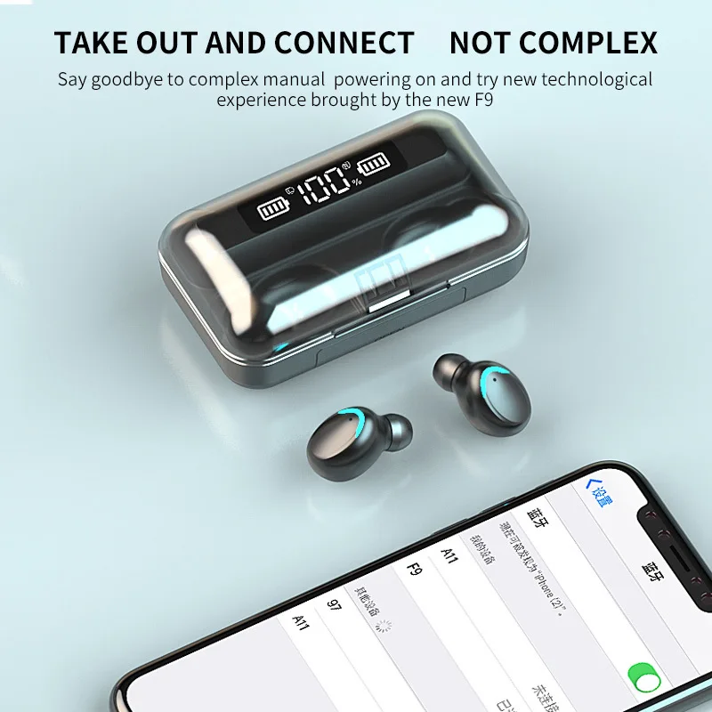TWS Bluetooth 5.1 Earphones 2200mAh Charging Box Wireless Headphone 9D Stereo Sports Waterproof Earbuds Headsets With Microphone
