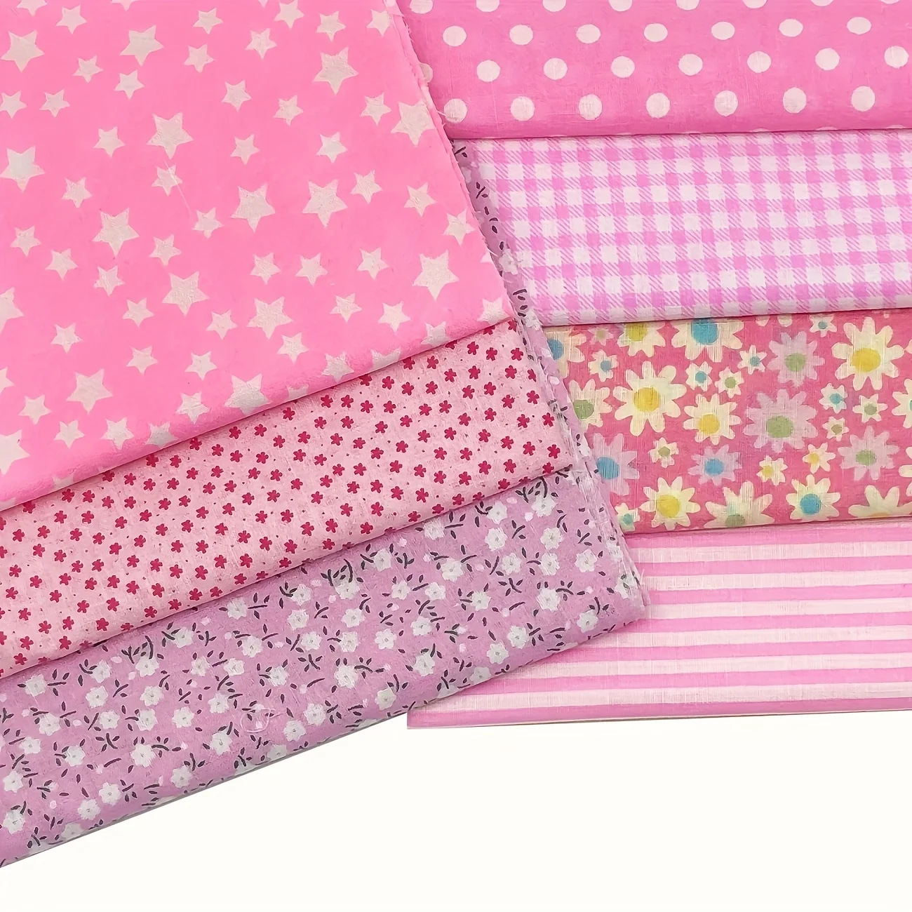 

7 шт. розовая лоскутная ткань из чистого хлопка с принтом, лоскутная ткань с толстыми четверками, предварительно вырезанная квадратная швейная ткань, используемая f