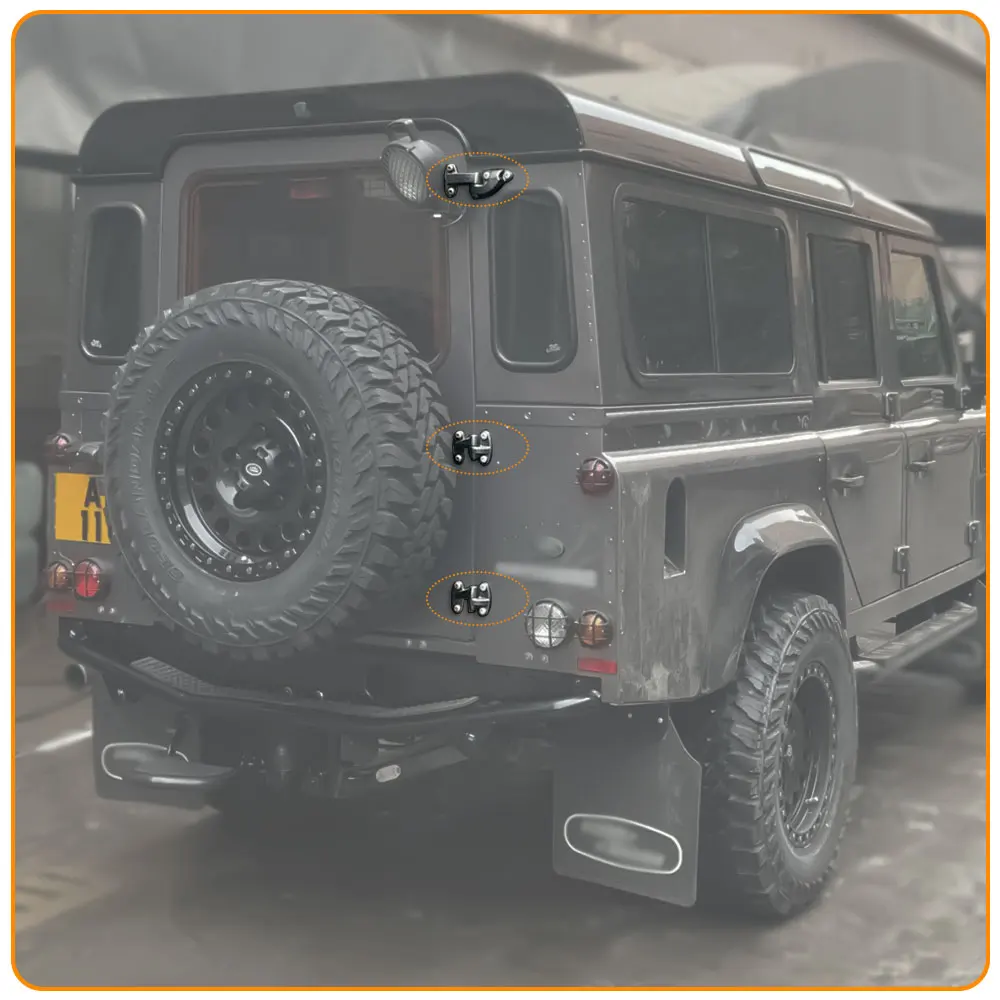 Charnière de porte de hayon en fonte argentée, pour Land Rover Defender 90 110 1990 – 2016