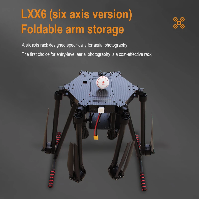 Flyroun LXX6 1100 mm 6-assige koolstofvezel drone-framekit met intrekbaar landingsgestel, zware liftlading voor filmisch en industrieel