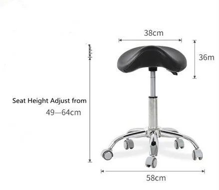 Ergonomic Adjustable Saddle Stool (Without Back) Ergonomic Swivel Chair for Dental Office Massage Clinic Spa Salon with Wheels