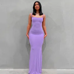 Vestido largo de satén sin mangas y espalda descubierta para mujer, vestido ceñido al cuerpo Y2K de verano, trajes sexys elegantes para fiesta de cumpleaños y Club 2023