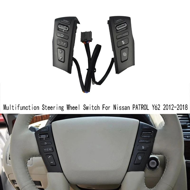 Multifunction Steering Wheel Switch Telephone Volume Bluetooth Cruise Control Button For Nissan PATROL Y62 12-18 Replacement