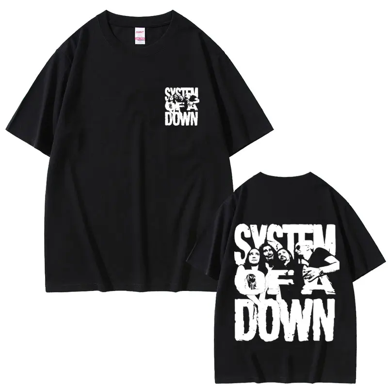 

90s Alternative Metal Rock Band System of A Down Graphic T-shirt Men Women Casual Oversized T Shirts Man Cotton Vintage T-shirts