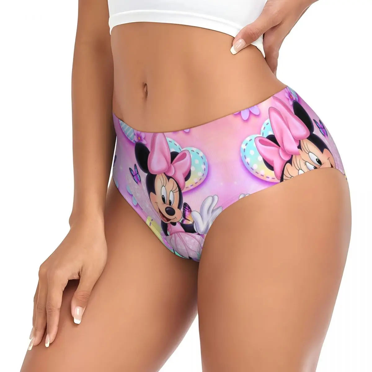 Custom Women\'s Cartoon Cute Kawaii Mickey Mouse Minnie Panties Comfort Briefs Underwear