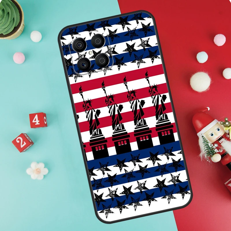 America USA Flag Statue of Liberty Case For Huawei P20 P30 P40 Lite P50 Pro Nova 5T P Smart 2021 For Honor X8 X7 X9 50 70