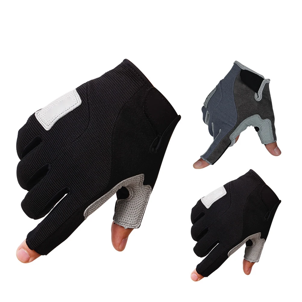 

Gym Gloves Fitness Climbing for Outdoor Sailboat Half Finger Mittens Grey Hiking