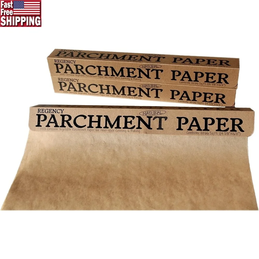 

Сверхмощная пергаментная бумага, антипригарные формы для выпечки, жиронепроницаемые натуральные кухонные рулоны, духовка, микроволновая печь, фритюрница 12x2 дюйма