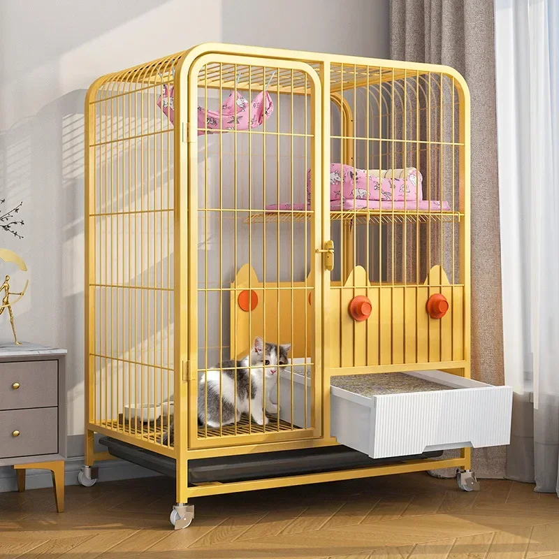

Cat cage household indoor with toilet cat litter basin integrated climbing frame cat house