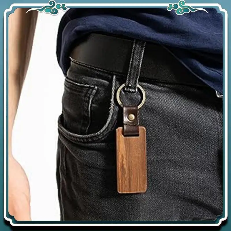 

Premium Multi-Pack Wood Keychain Blanks Leather Wood Keychain Blank Unfinished Blanks With Leather Strap Keychain
