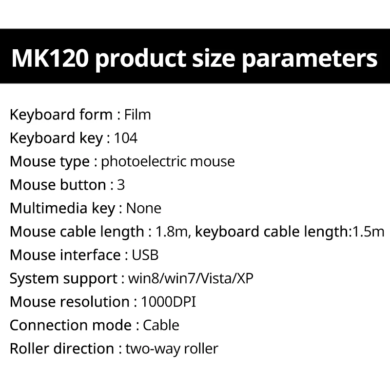 Imagem -06 - Logitech Mk120 e Mk121p Conjunto de Teclado e Mouse com Fio em Tamanho Real para Escritório Laptop Computador Desktop Teclado Usb Preto