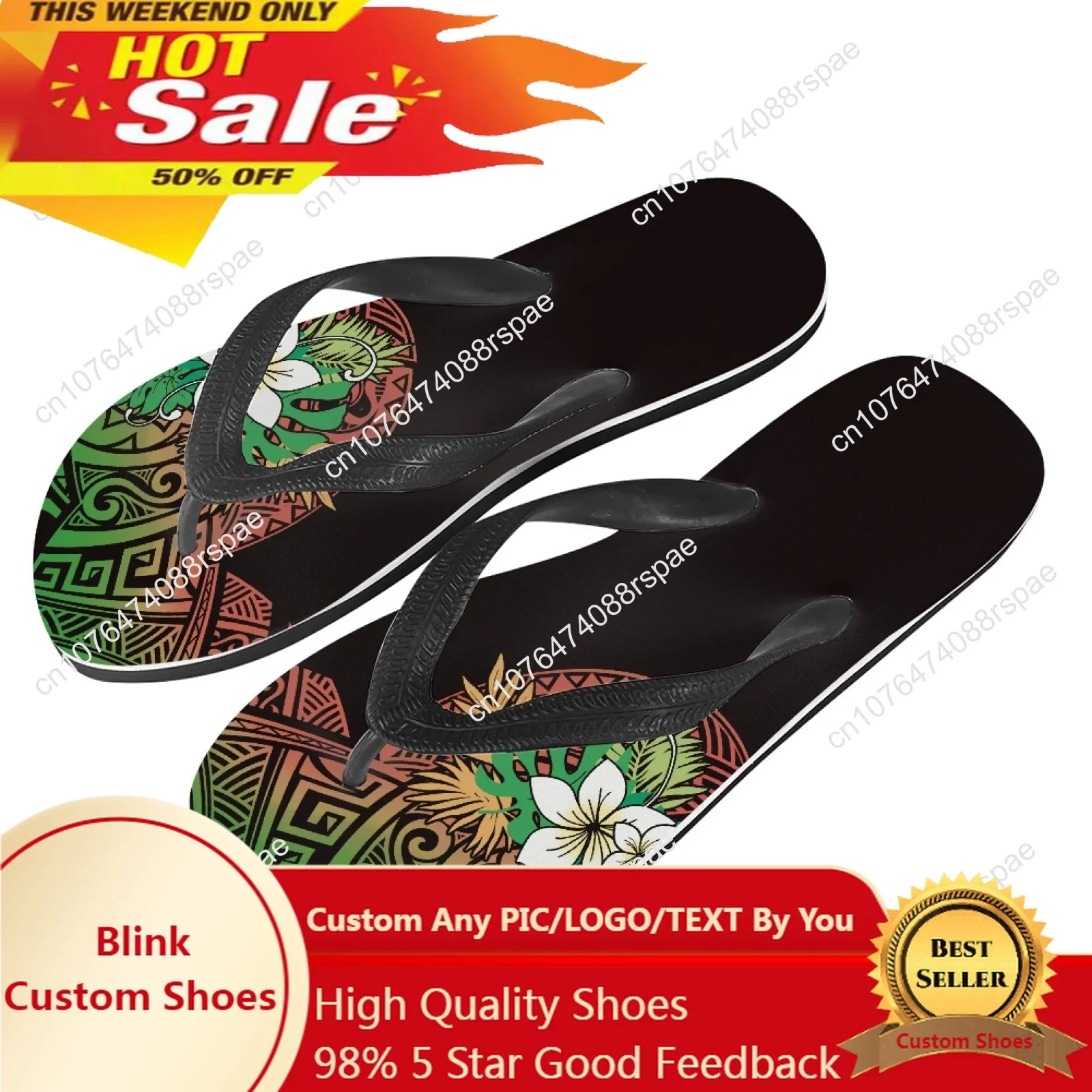 

Polynesian Tribal Fijian Totem Tattoo Fiji Prints High Quality Fashion Men Flip Flops Summer Casual Breathable Antiskid Beach