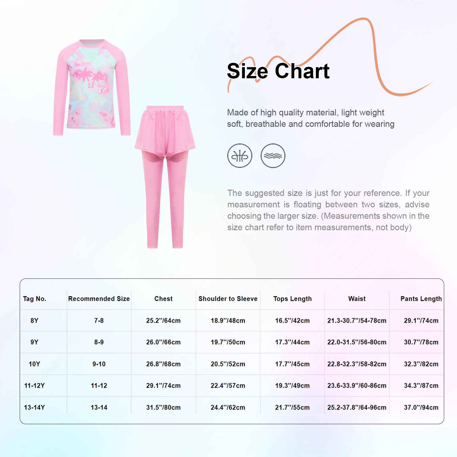 Kids Girls 2pcs Swimsuit Swimwear Beachwear Sets Padded Tops with Skirted Pants Rash Guard Beach Surfing Sunsuit Bathing Suit