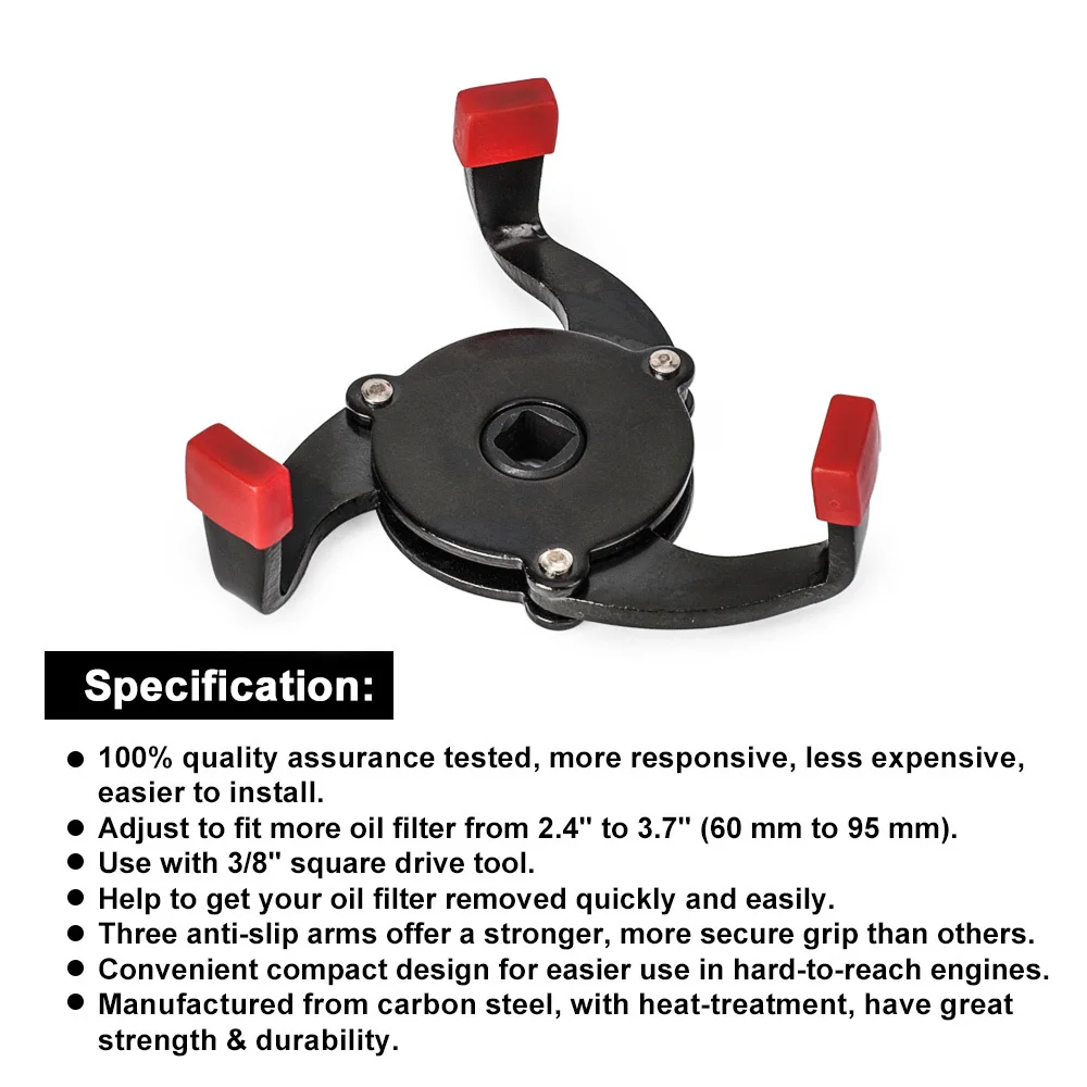 Outil universel de retrait de filtre à huile à 3 mâchoires, de haute qualité, Interface d\'outils spéciaux, clé de filtre à huile pour voitures