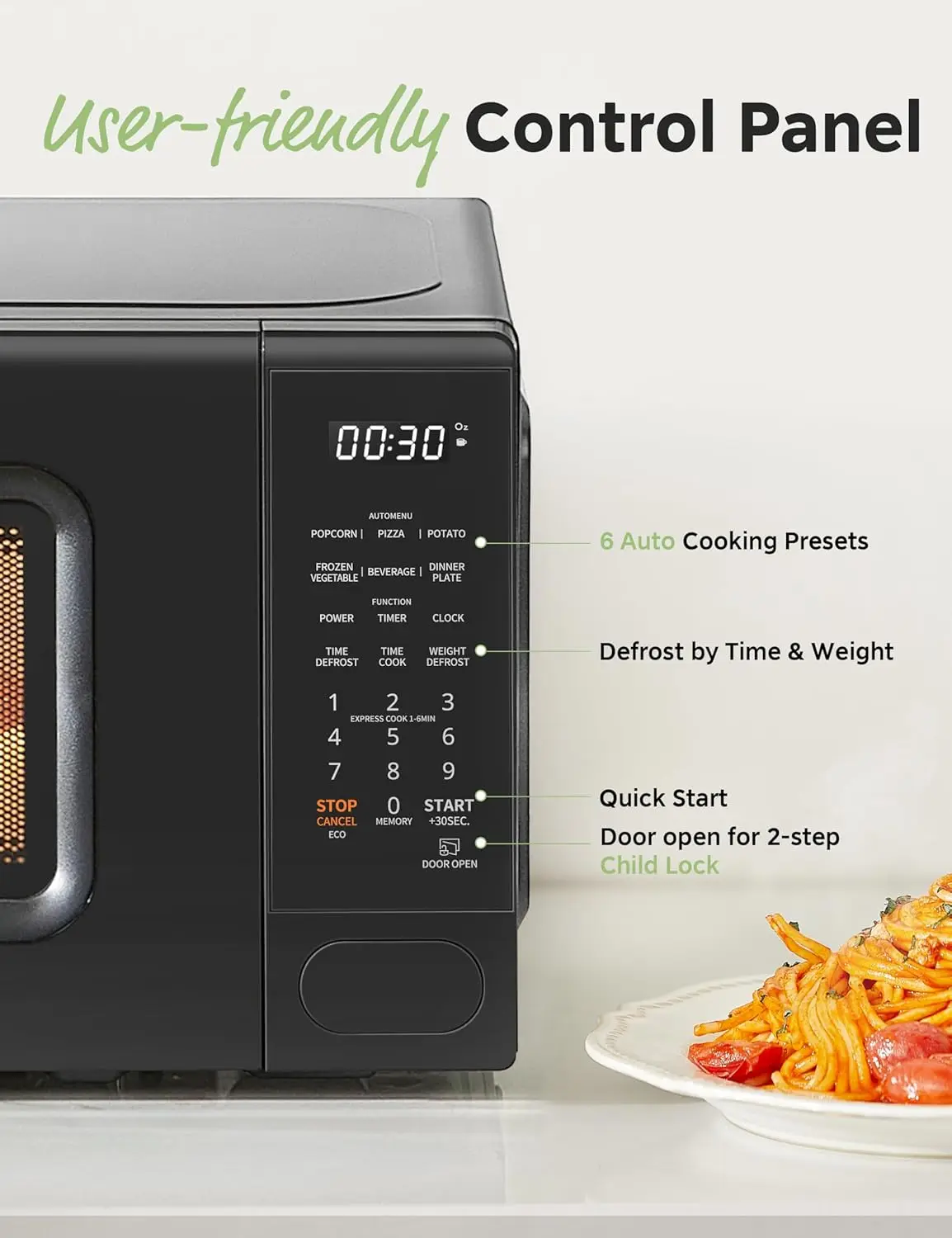 700W Countertop Microwave Oven with 11 Power Levels, Fast Multi-Stage Cooking, Turntable Reset, Speedy Cooking, Weight/Time Defr