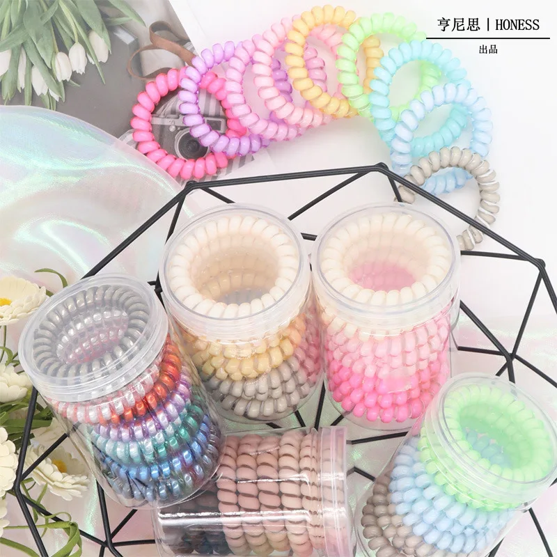 

36Pcs Colorful Waterproof Phone Cord Elastic Ponytail Spiral Coils for Women Girls Spiral Hair Ties Multi Color Hair Bands