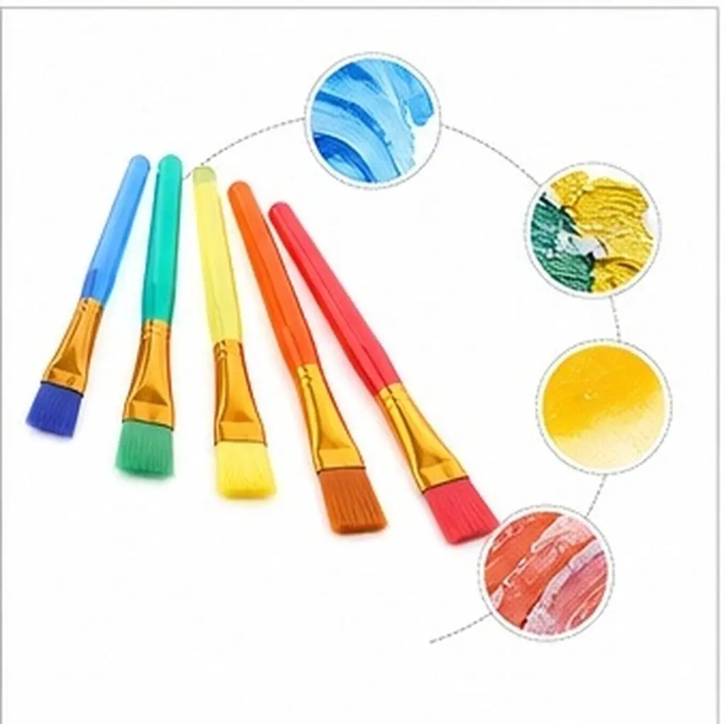 5pcs 'S Colorful Painting Brush Set Durable Art Tools For Watercolor Oil Gouache Pottery Craft Beginner Art