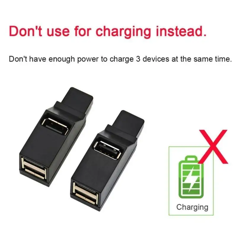 

Y1UB Portable USB Splitter 3 Port USB2.0 Hubs Adapter for Laptop Car Tablet Air and More
