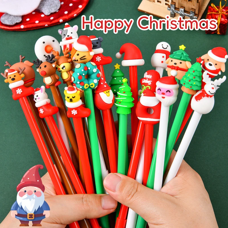 

GEWENSI 20-40 шт./лот, милые рождественские гелевые ручки, мультяшная ручка с изображением Санта-Лося и дерева, студенческие детские письменные принадлежности, офисные принадлежности