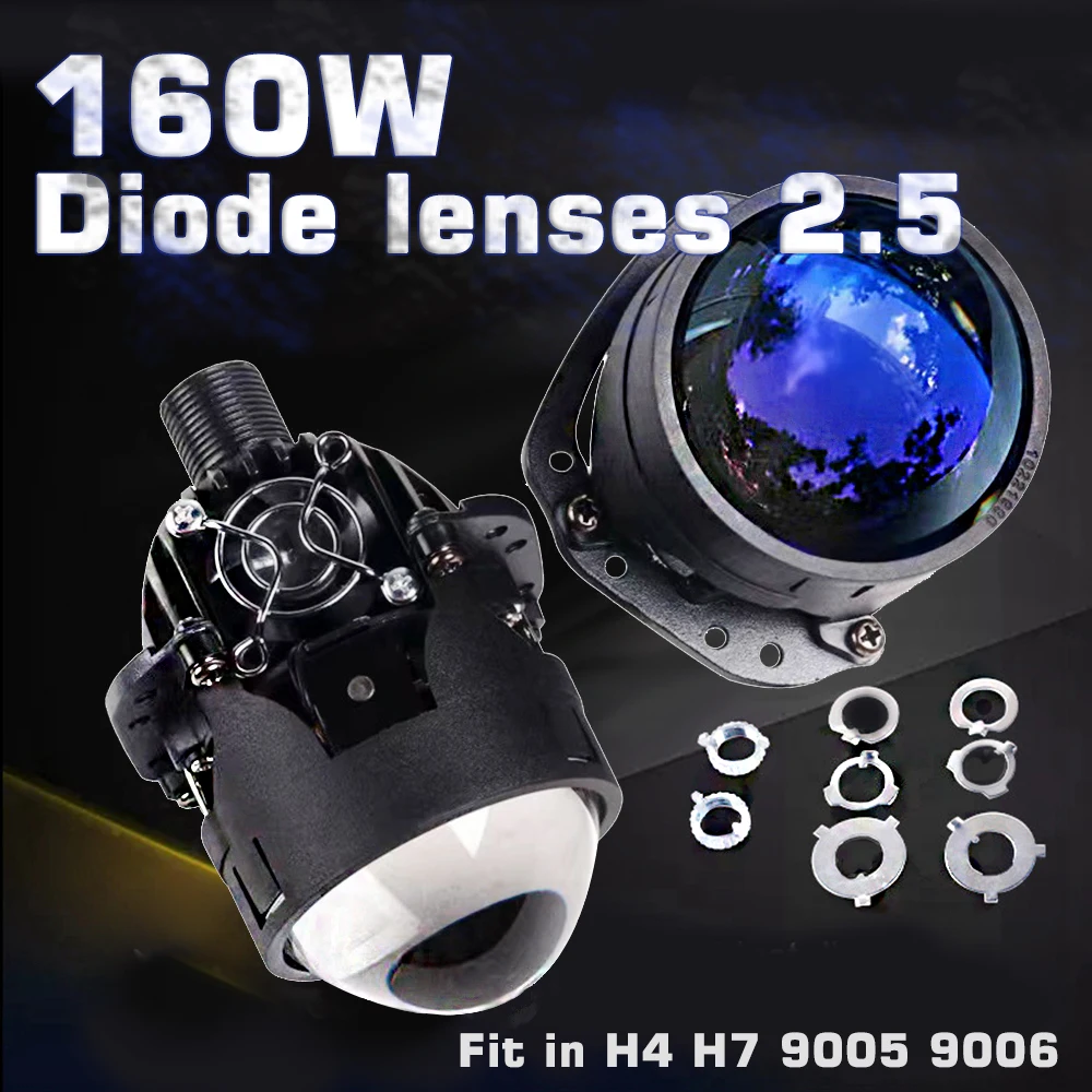 

SHUOKE Bi Led Lenses Halo Light Projector H4 H7 Headlight Lens Diode Lenses 2.5 160W High Power 24V Truck LHD RHD Ice Lenticular