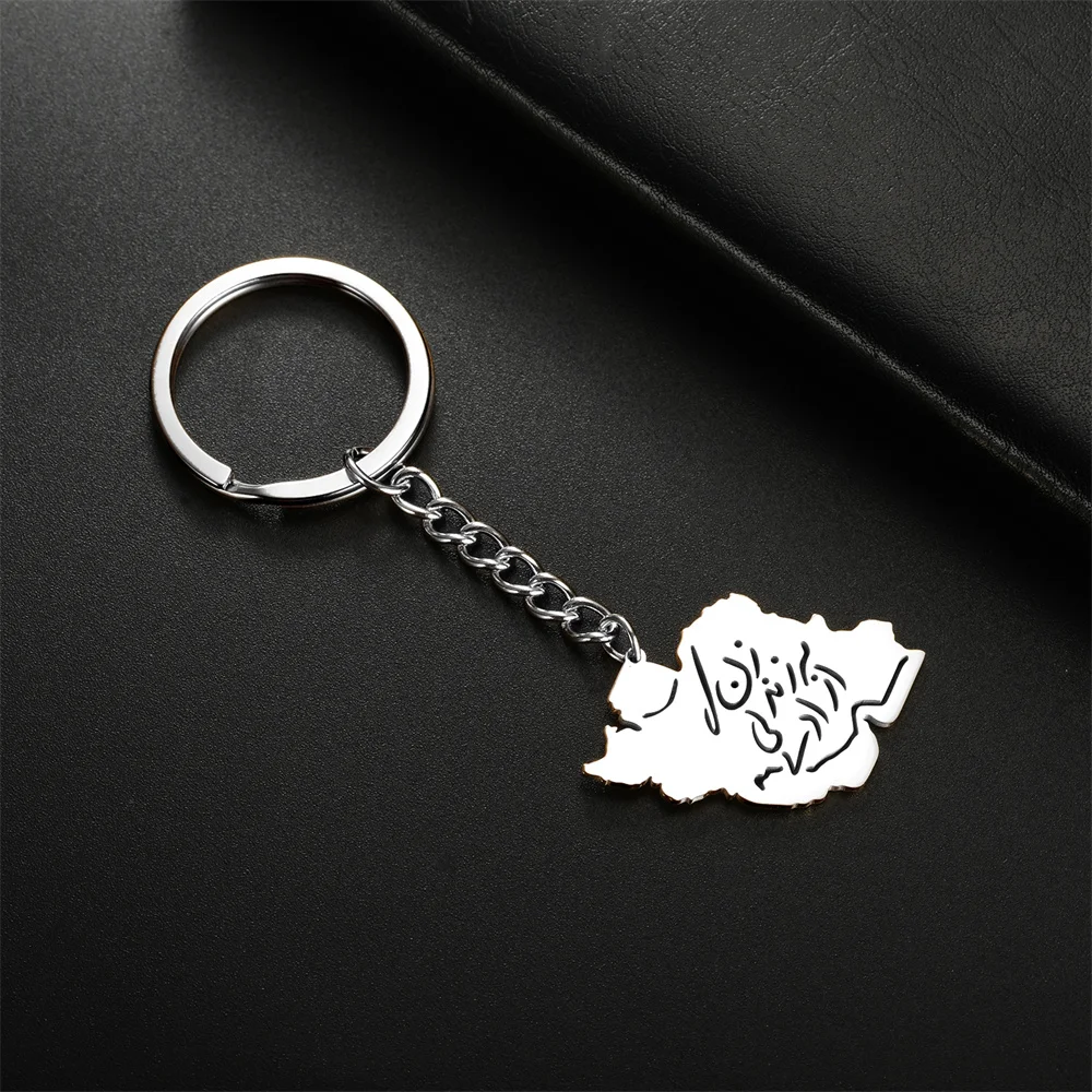 EUEAVAN Iran Country Map Pendant Keychain for Men Women Stainless Steel Iranian Persian Parsi Keyring Bag Accessories Jewelry