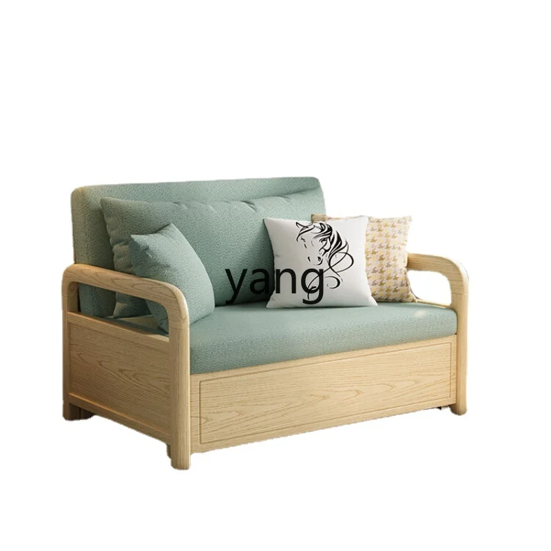 

Yjq All Solid Wood Sofa Bed Foldable Multifunctional Dual-Use New Chinese Bedroom Study Telescopic Bed