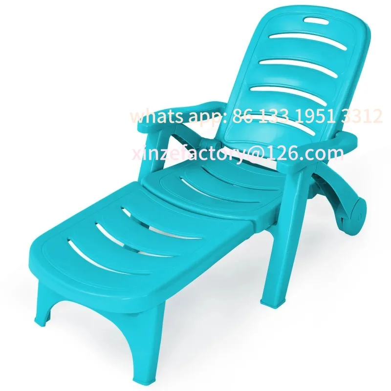 

Customizable Sun lounger with castors, replaceable garden lounger/garden chair, folding deck chair with 5-compartment adjustable