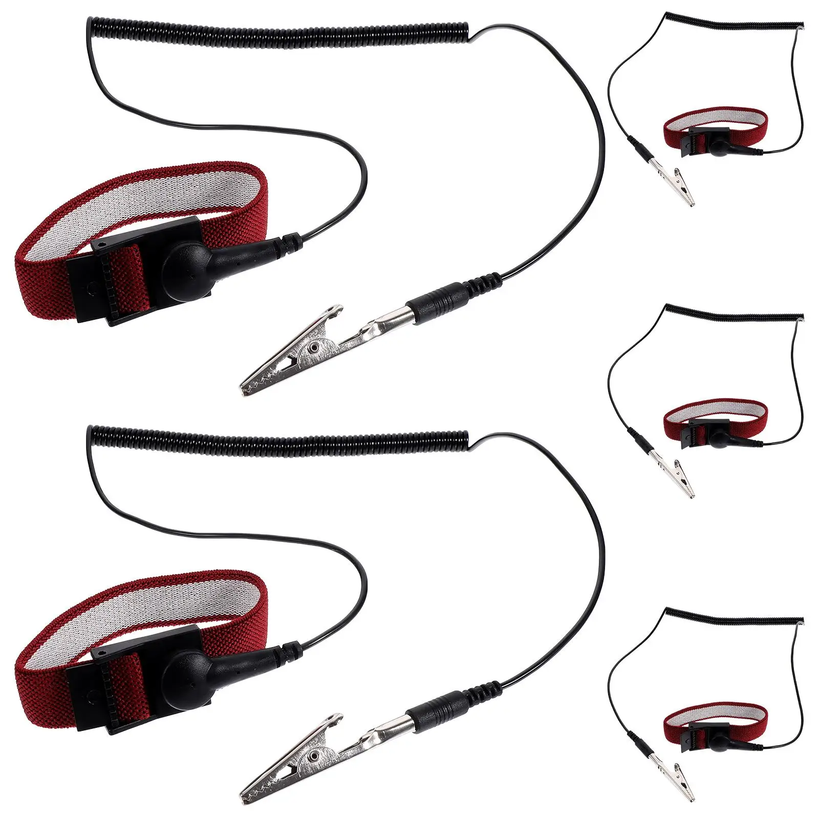 5 Pcs Static Anti-static Wrist Strap Band Electricity Stainless Steel Adjustable Ground Wristbands